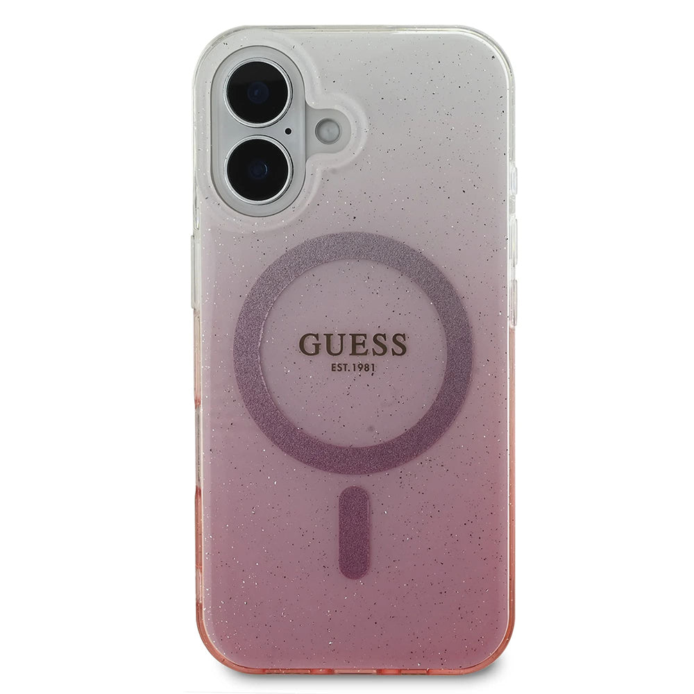 Futrola MagSafe za Apple iPhone 16, Guess, IML Glitter Gradient, Roza