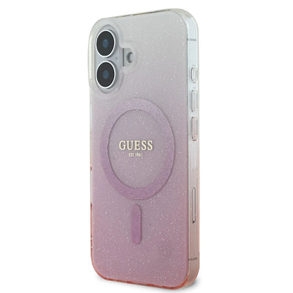 Futrola MagSafe za Apple iPhone 16, Guess, IML Glitter Gradient, Roza