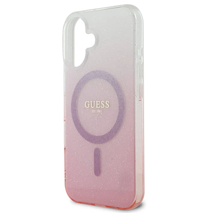 Futrola MagSafe za Apple iPhone 16, Guess, IML Glitter Gradient, Roza