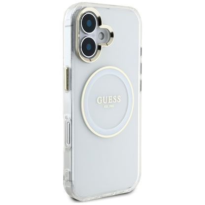MagSafe futrola za Apple iPhone 16, Guess, IML Metal Colored Circle, Bijela