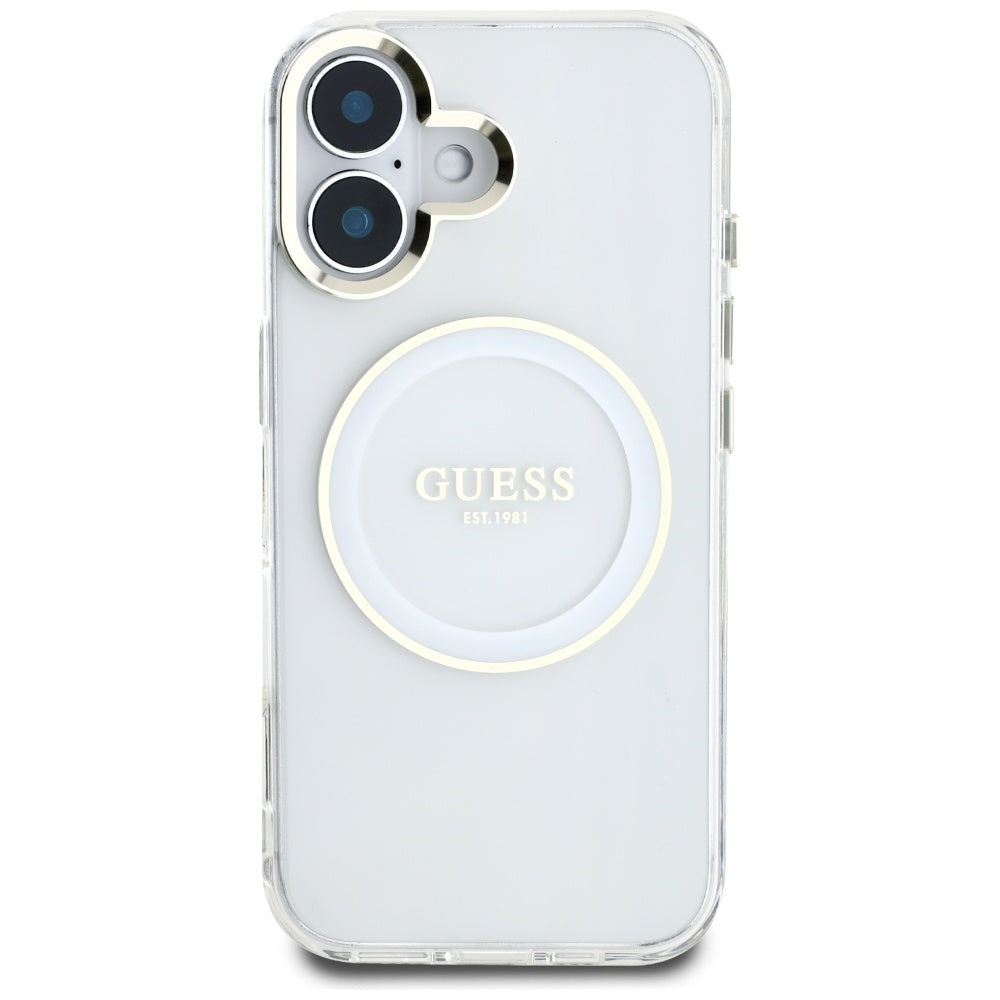 MagSafe futrola za Apple iPhone 16, Guess, IML Metal Colored Circle, Bijela