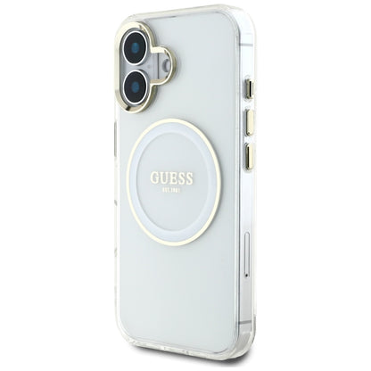 MagSafe futrola za Apple iPhone 16, Guess, IML Metal Colored Circle, Bijela