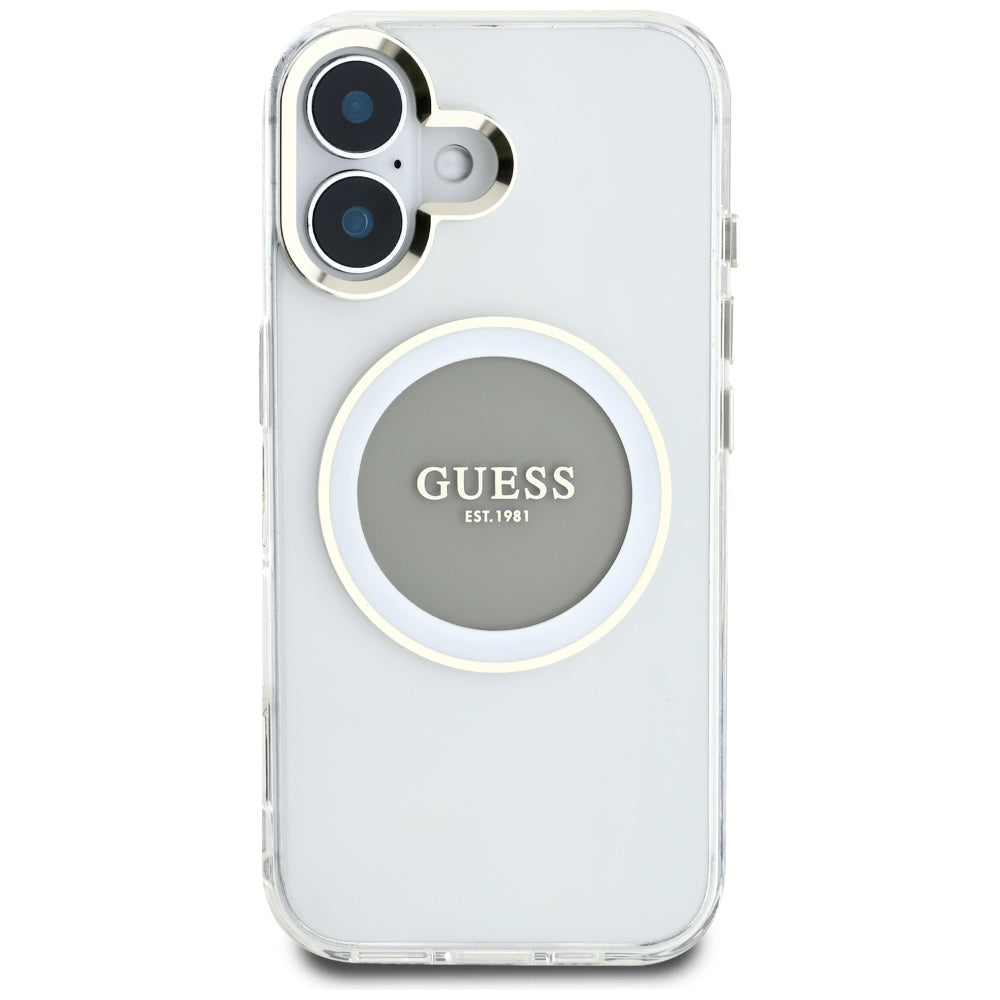 MagSafe futrola za Apple iPhone 16, Guess, IML Metal Colored Circle, Siva