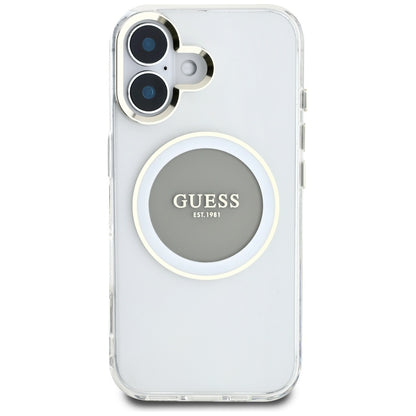 MagSafe futrola za Apple iPhone 16, Guess, IML Metal Colored Circle, Siva