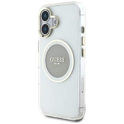 MagSafe futrola za Apple iPhone 16, Guess, IML Metal Colored Circle, Siva