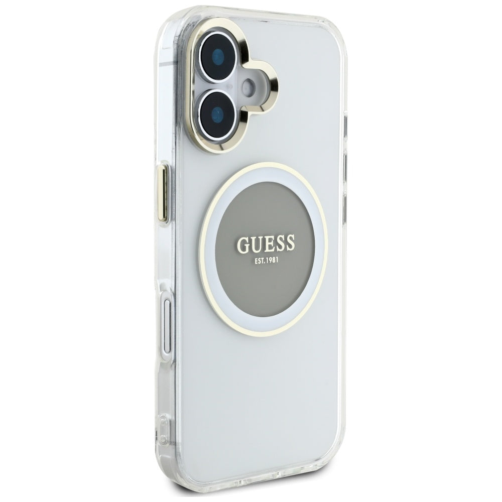 MagSafe futrola za Apple iPhone 16, Guess, IML Metal Colored Circle, Siva