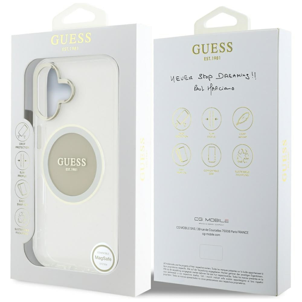 MagSafe futrola za Apple iPhone 16, Guess, IML Metal Colored Circle, Siva