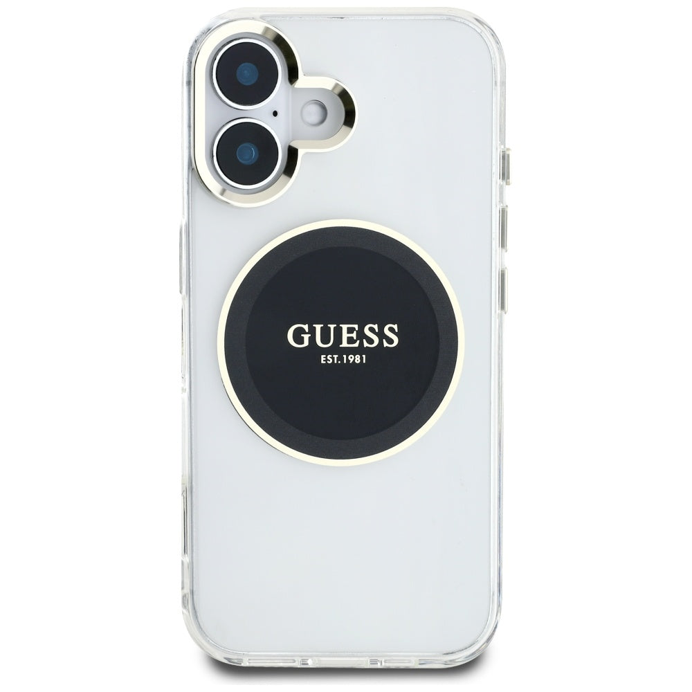 MagSafe futrola za Apple iPhone 16, Guess, IML Metal Colored Circle, Crna