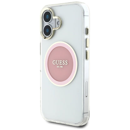 MagSafe futrola za Apple iPhone 16, Guess, IML Metal Colored Circle, Roza