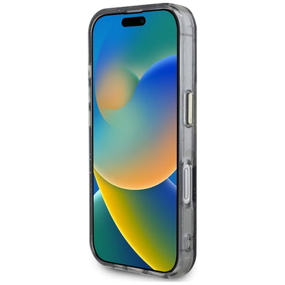 Futrola MagSafe za Apple iPhone 16, Guess, IML Metal Glitter Flowers Triangle, Crna