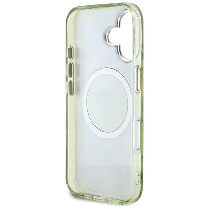 MagSafe futrola za Apple iPhone 16, Guess, IML Metal Glitter Flowers Triangle, Zelena