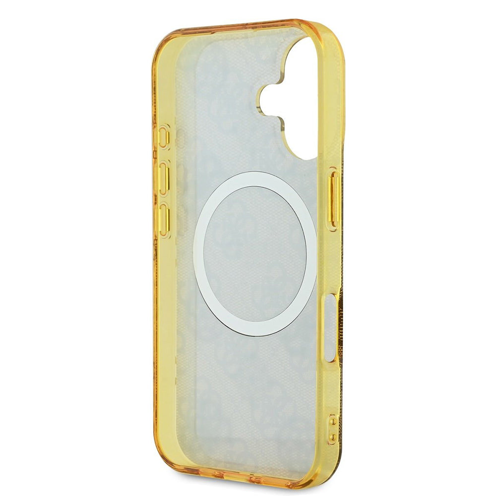 MagSafe futrola za Apple iPhone 16, Guess, IML Peony na 4G pozadini, smeđa