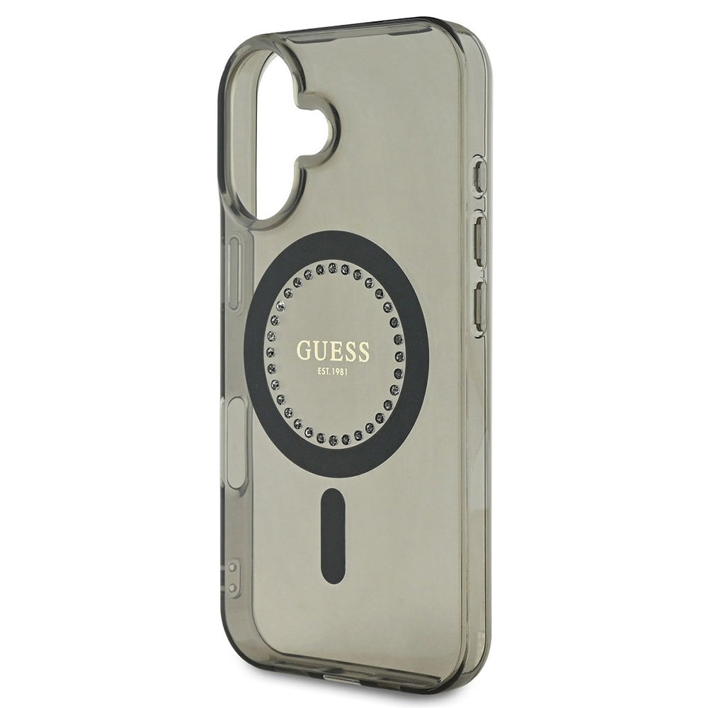 MagSafe futrola za Apple iPhone 16, Guess, IML Rhinestone, Crna