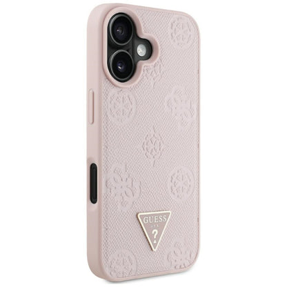 MagSafe futrola za Apple iPhone 16, Guess, Peony Grained Hot Stamp Triangle, Roza