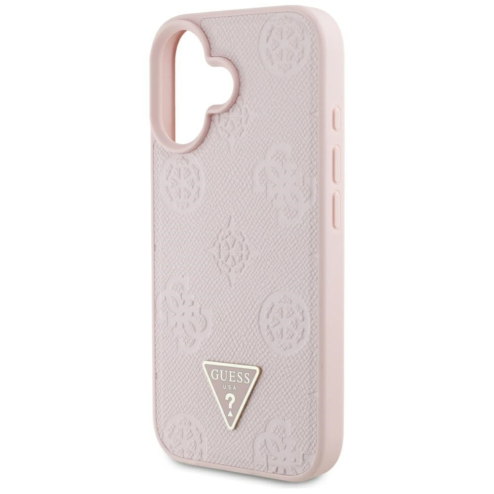 MagSafe futrola za Apple iPhone 16, Guess, Peony Grained Hot Stamp Triangle, Roza