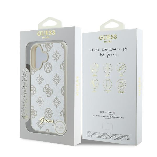 MagSafe futrola za Apple iPhone 16, Guess, Peony Script, Bijela