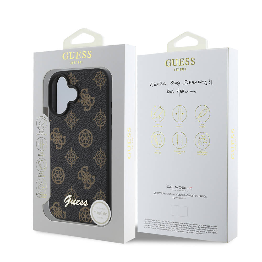 MagSafe futrola za Apple iPhone 16, Guess, Peony Script, Crna