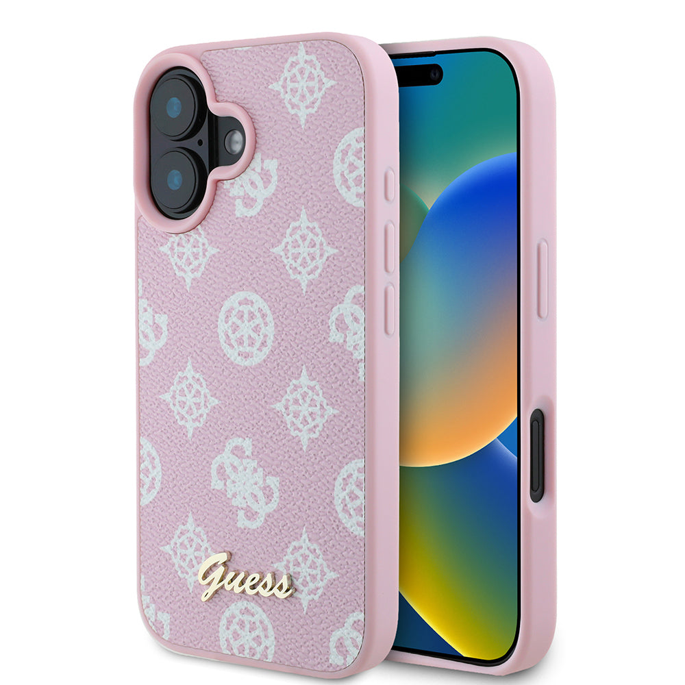 MagSafe futrola za Apple iPhone 16, Guess, Peony Script, Roza