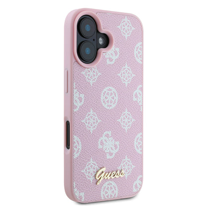 MagSafe futrola za Apple iPhone 16, Guess, Peony Script, Roza