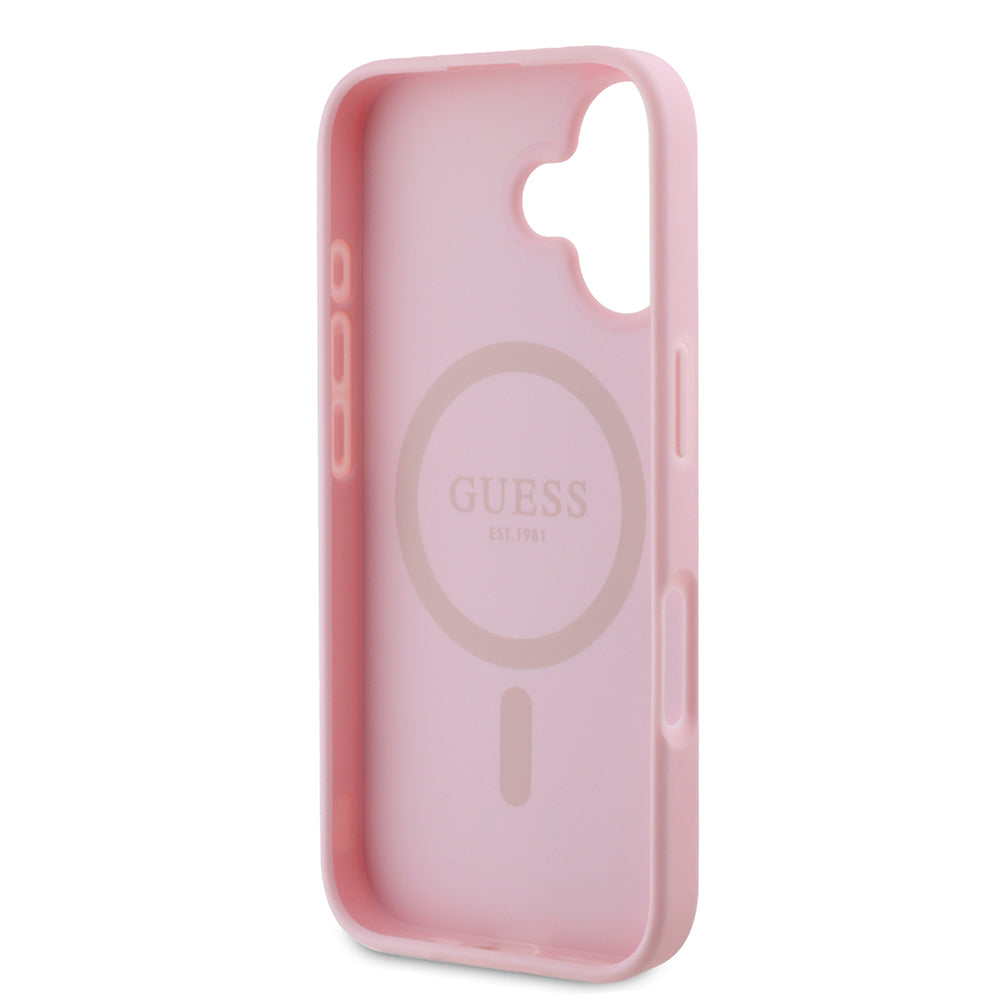 MagSafe futrola za Apple iPhone 16, Guess, Peony Script, Roza