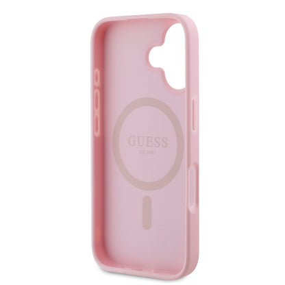 MagSafe futrola za Apple iPhone 16, Guess, Peony Script, Roza