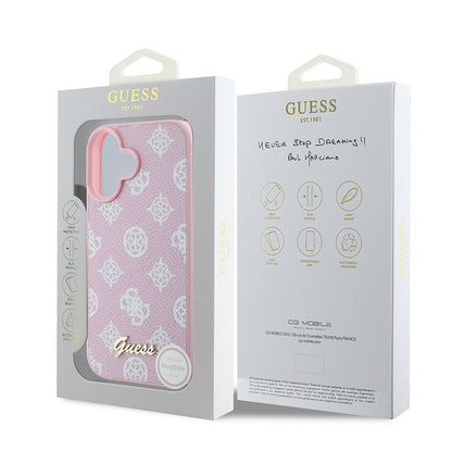 MagSafe futrola za Apple iPhone 16, Guess, Peony Script, Roza