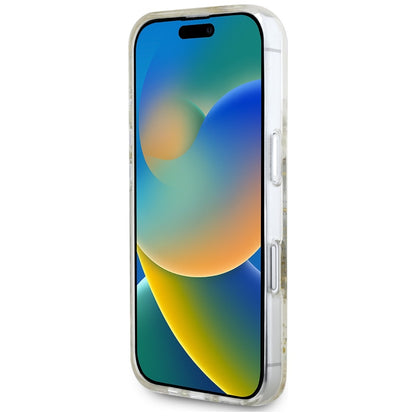 MagSafe torbica za Apple iPhone 16, Guess, Resin Flowers and Glitter, Bež