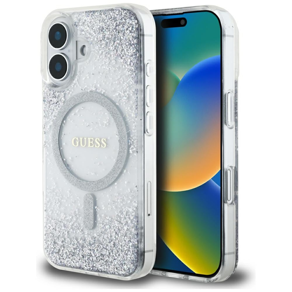 MagSafe futrola za Apple iPhone 16, Guess, Resin Gradient Glitter, Srebrna