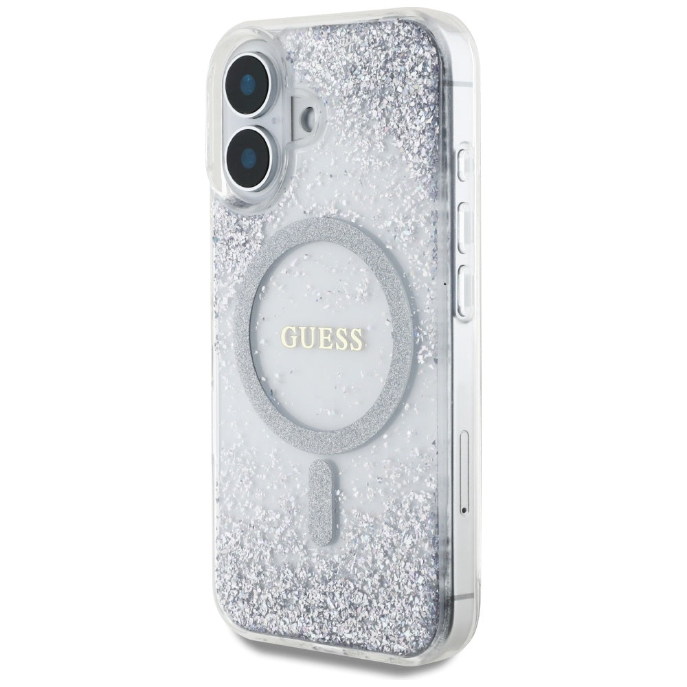 MagSafe futrola za Apple iPhone 16, Guess, Resin Gradient Glitter, Srebrna