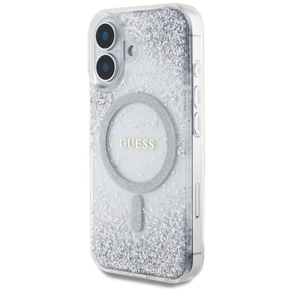 MagSafe futrola za Apple iPhone 16, Guess, Resin Gradient Glitter, Srebrna