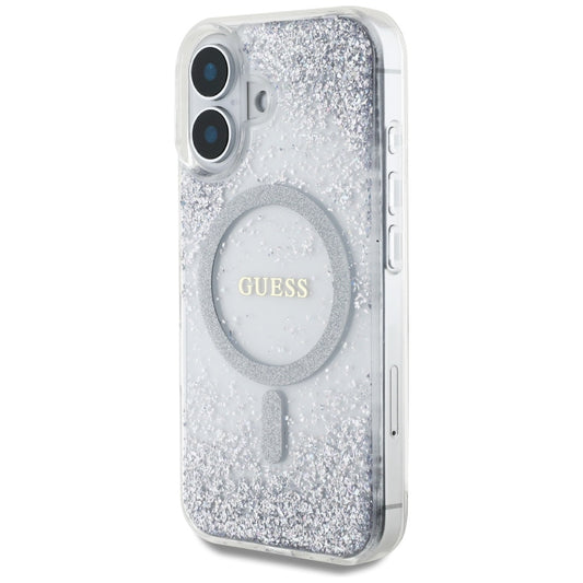 MagSafe futrola za Apple iPhone 16, Guess, Resin Gradient Glitter, Srebrna