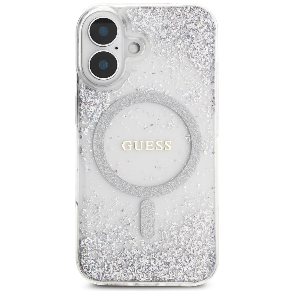 MagSafe futrola za Apple iPhone 16, Guess, Resin Gradient Glitter, Srebrna