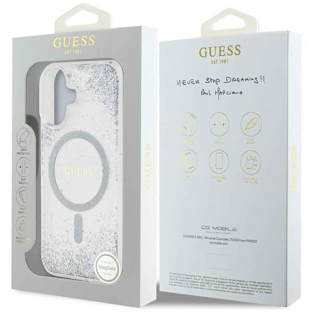 MagSafe futrola za Apple iPhone 16, Guess, Resin Gradient Glitter, Srebrna