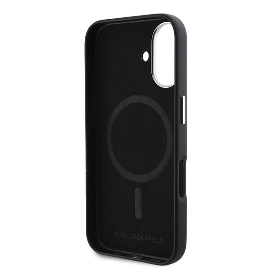 Futrola MagSafe za Apple iPhone 16, Karl Lagerfeld, FW Metal Plate, Crna