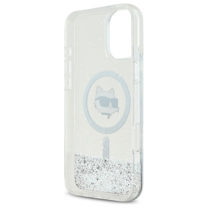 Husa MagSafe za Apple iPhone 16, Karl Lagerfeld, Glitter Liquid Choupette Head, Prozirna