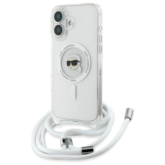 Futrola MagSafe za Apple iPhone 16, Karl Lagerfeld, IML Crossbody Karl's Head, Prozirna