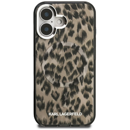 Futrola MagSafe za Apple iPhone 16, Karl Lagerfeld, IML Leopard uzorak, smeđa