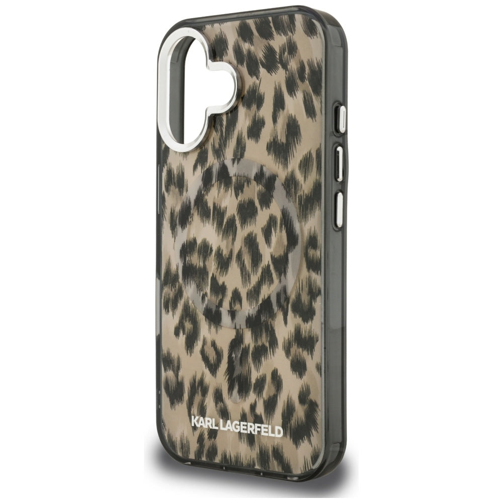Futrola MagSafe za Apple iPhone 16, Karl Lagerfeld, IML Leopard uzorak, smeđa