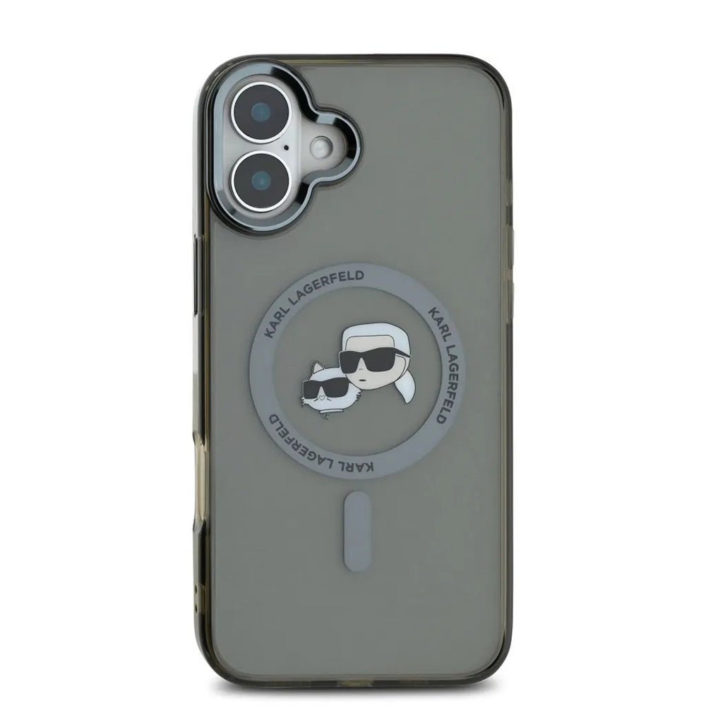 Futrola MagSafe za Apple iPhone 16, Karl Lagerfeld, IML Metal Karl & Choupette's Heads, Crna