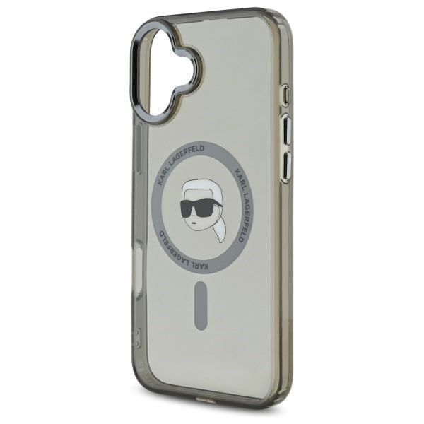 Futrola MagSafe za Apple iPhone 16, Karl Lagerfeld, IML Metal Karl's Head, Crna