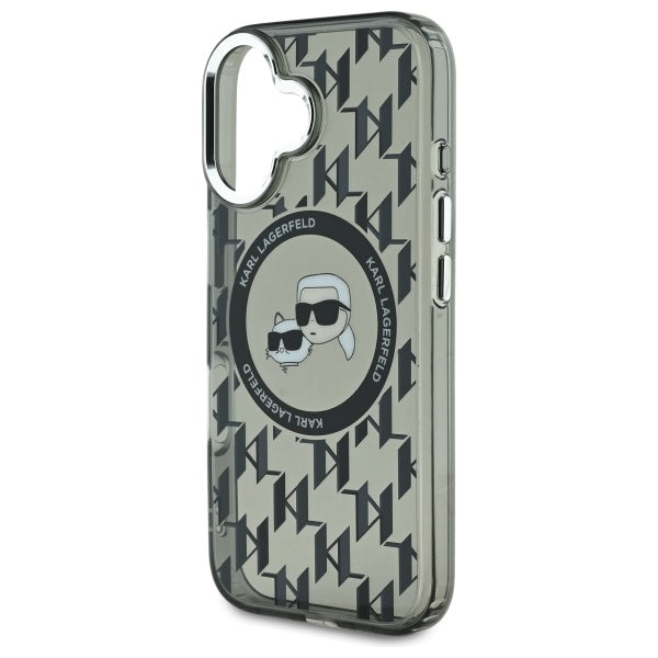 Futrola MagSafe za Apple iPhone 16, Karl Lagerfeld, IML Monogram Karl & Choupette's Heads, Crna
