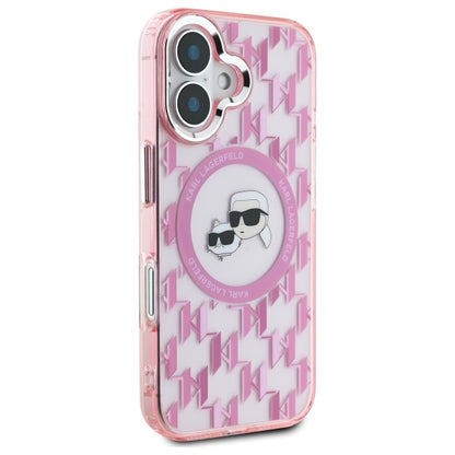 Futrola MagSafe za Apple iPhone 16, Karl Lagerfeld, IML Monogram Karl & Choupette's Heads, Roza