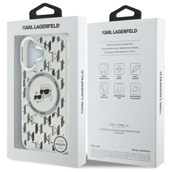 MagSafe futrola za Apple iPhone 16, Karl Lagerfeld, IML Monogram Karl & Choupette's Heads, Prozirna