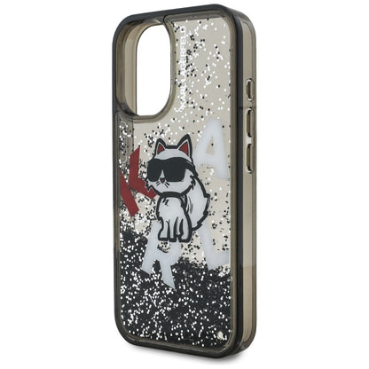 Futrola MagSafe za Apple iPhone 16, Karl Lagerfeld, Liquid Glitter Choupette Logo, Crna
