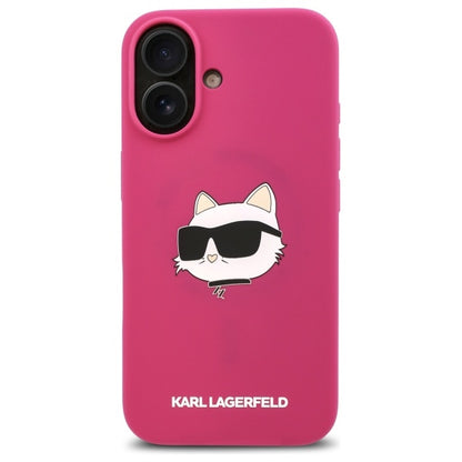 MagSafe futrola za Apple iPhone 16, Karl Lagerfeld, Silikonska Choupette's Head, Fuksija