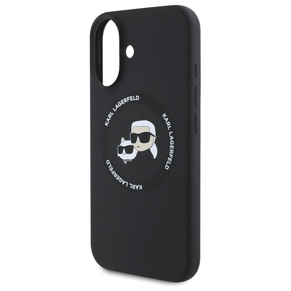 MagSafe futrola za Apple iPhone 16, Karl Lagerfeld, Silikonska Karl & Choupette's Heads, Crna
