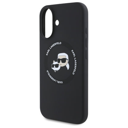 MagSafe futrola za Apple iPhone 16, Karl Lagerfeld, Silikonska Karl & Choupette's Heads, Crna