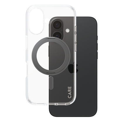 Futrola MagSafe za Apple iPhone 16, PanzerGlass, Care Feature Kickstand, Crna Prozirna