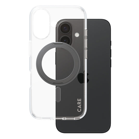 Futrola MagSafe za Apple iPhone 16, PanzerGlass, Care Feature Kickstand, Crna Prozirna