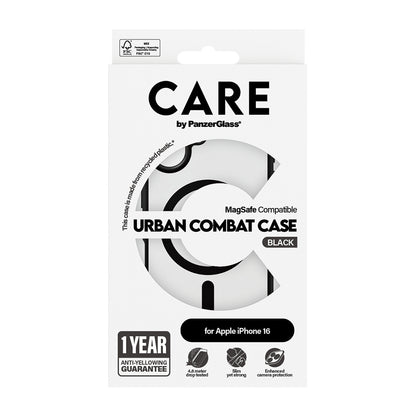Futrola MagSafe za Apple iPhone 16, PanzerGlass, Care Urban Combat, Crna Prozirna